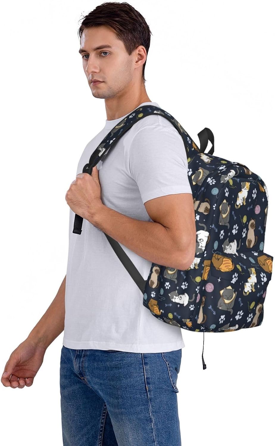 Cute Cats Backpack for Women 16.9 inch Travel Casual Laptop Backpack Lightweight Waterproof Hiking Daypack - Image 2