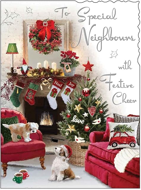 Jonny Javelin Neighbours Christmas Card Fireplace