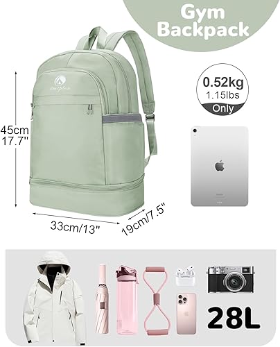 Miniatura 2 de Mochila de gimnasio de 28L, bolsa de gimnasio grande, mochila de entrenamiento, mochilas deportivas compactas para bailar y nadar