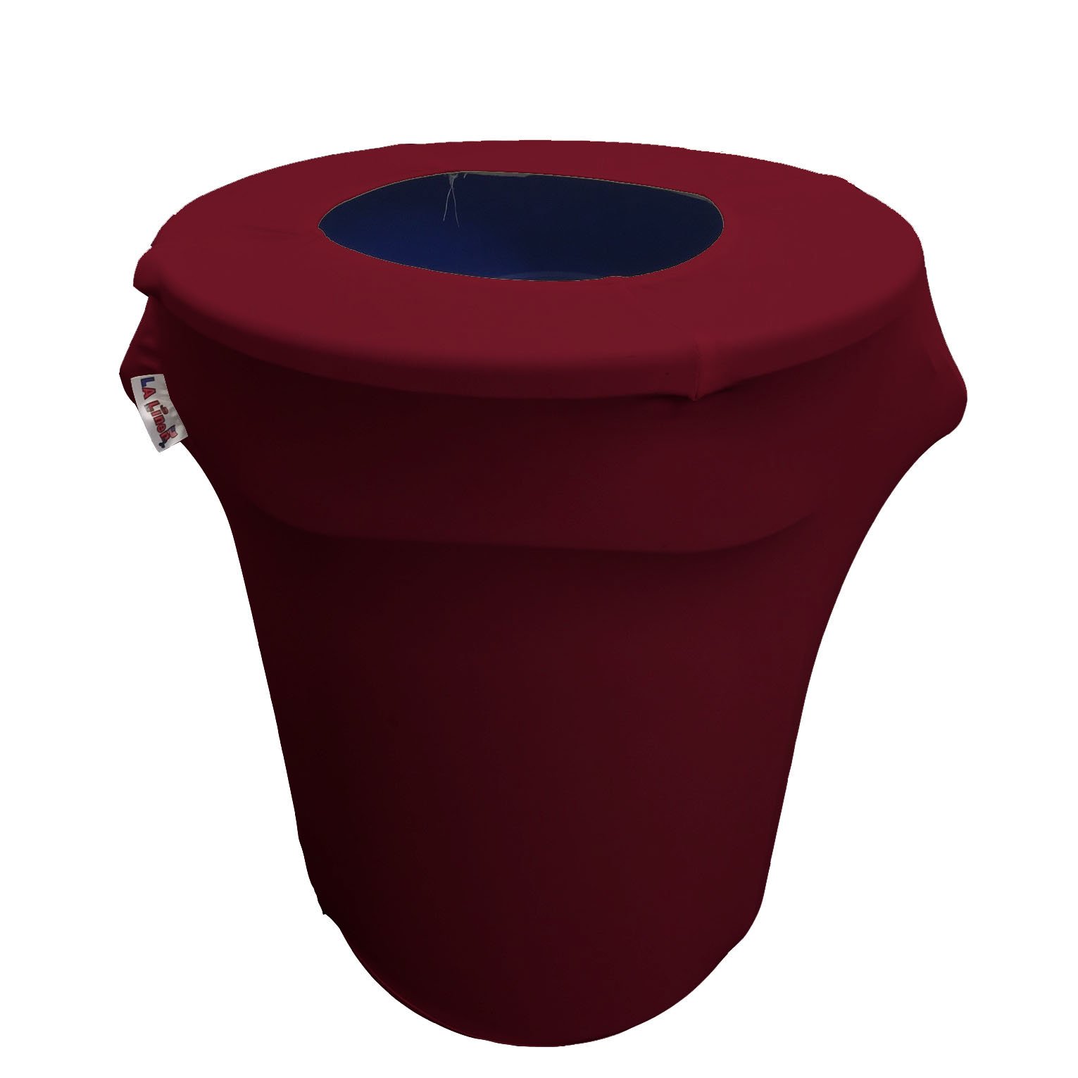 LA Linen Stretch Spandex Fitted Trash Can Cover 32-Gallon Round, Bin Waste Container Cover, Outdoor Indoor Patio Backyard Decor, Burgundy