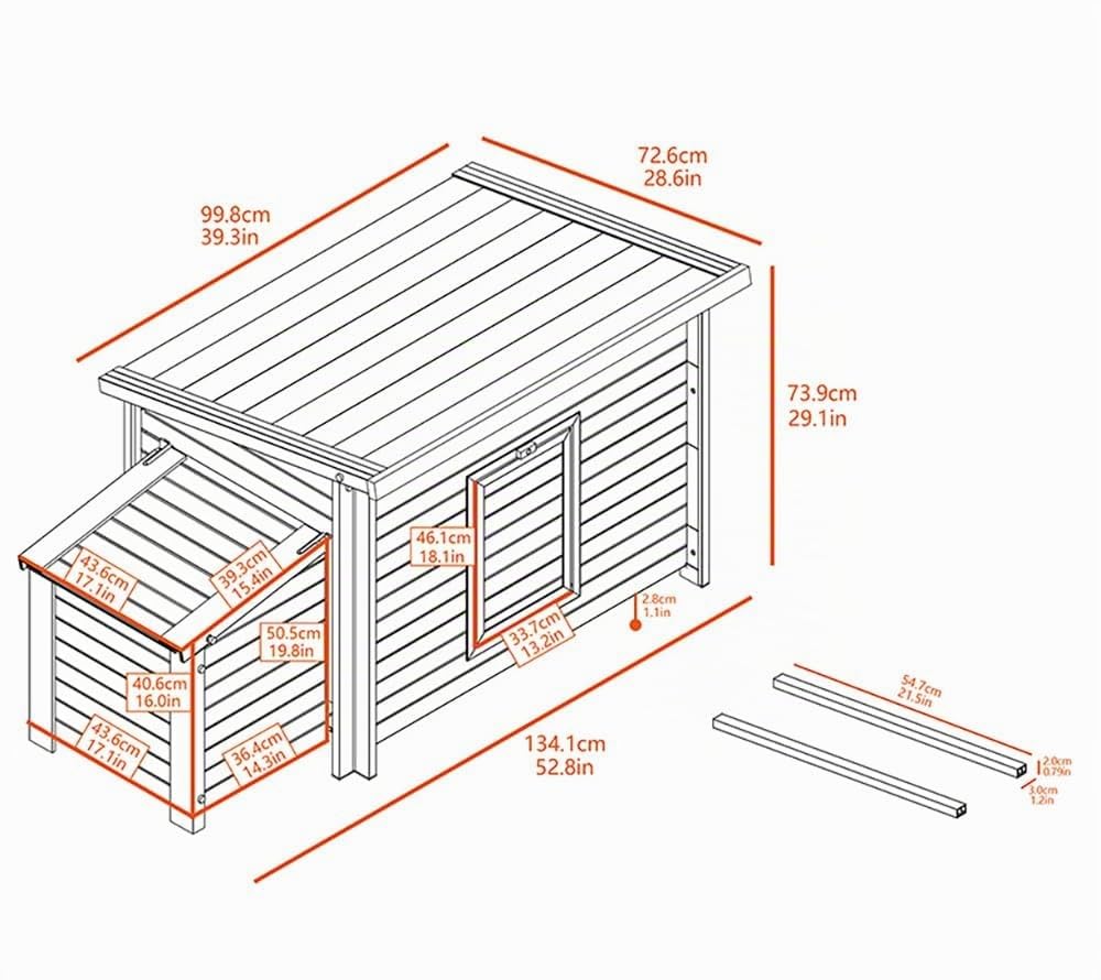 Gallinero Dallas para Exterior - Capacidad 4-6 gallinas - ECOFLEX Material sostenible y Duradero. Fácil Montaje. (Rojo)