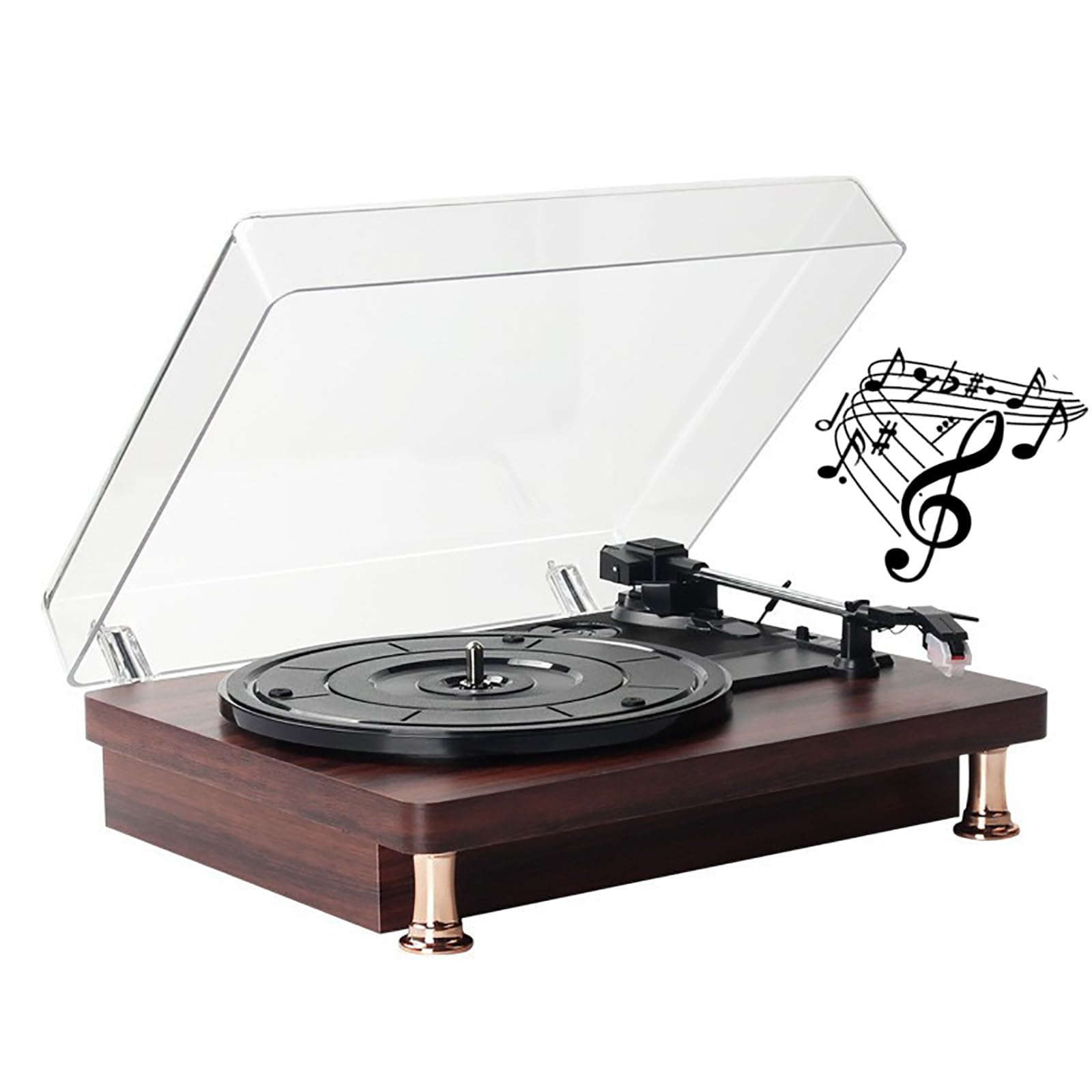 Giradischi retrò in Vinile, Giradischi Vintage a 3 velocità con Altoparlanti Stereo, Adatto a Dischi da 7''/10''/12'' E Supporta La Riproduzione Bluetooth, qualità Audio Premium, per Regalo