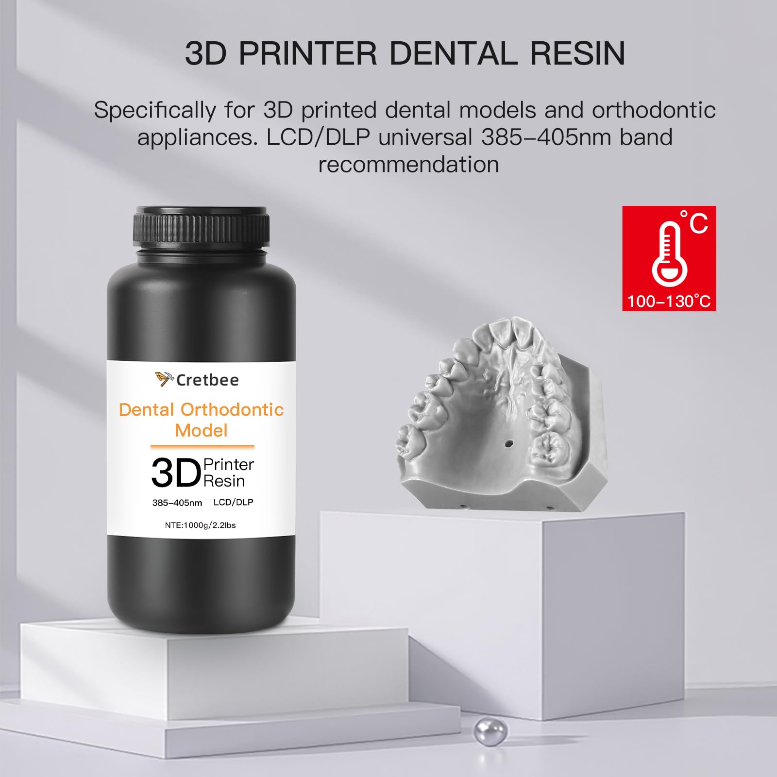 Model odbudowy implantów, żywica do drukarki 3D, wysoka dokładność i niski skurcz, gładka powierzchnia, wysoka stabilność, szybkie utwardzanie, do modeli ortodontycznych (jasnoszary)