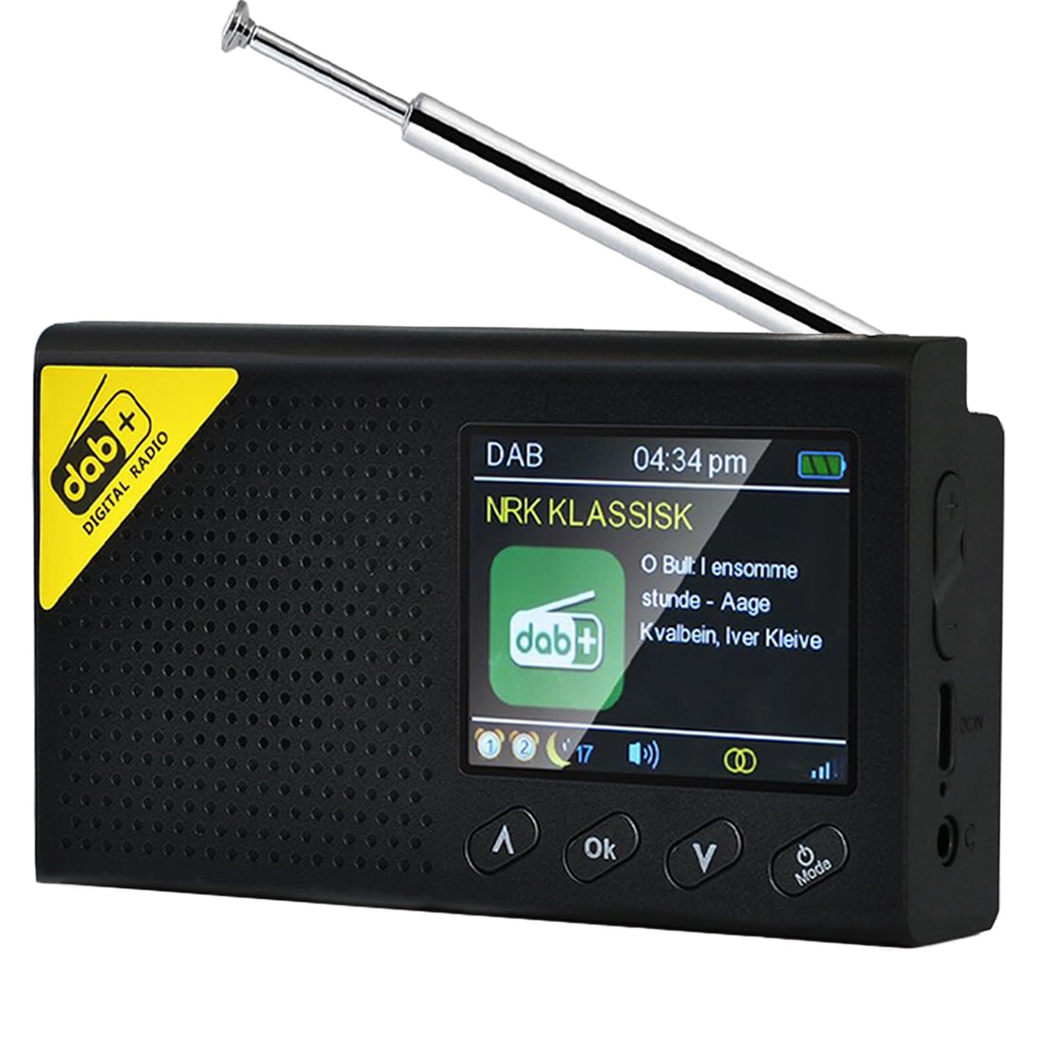 Radio Dab, Dab+ Bluetooth Portable | Batterie Rechargeable ou Alimentation par câble USB-C | 12 Heures de Lecture, Affichage LCD 2.4“, Prise Casque | Double Alarme, FM, 40+ présélections