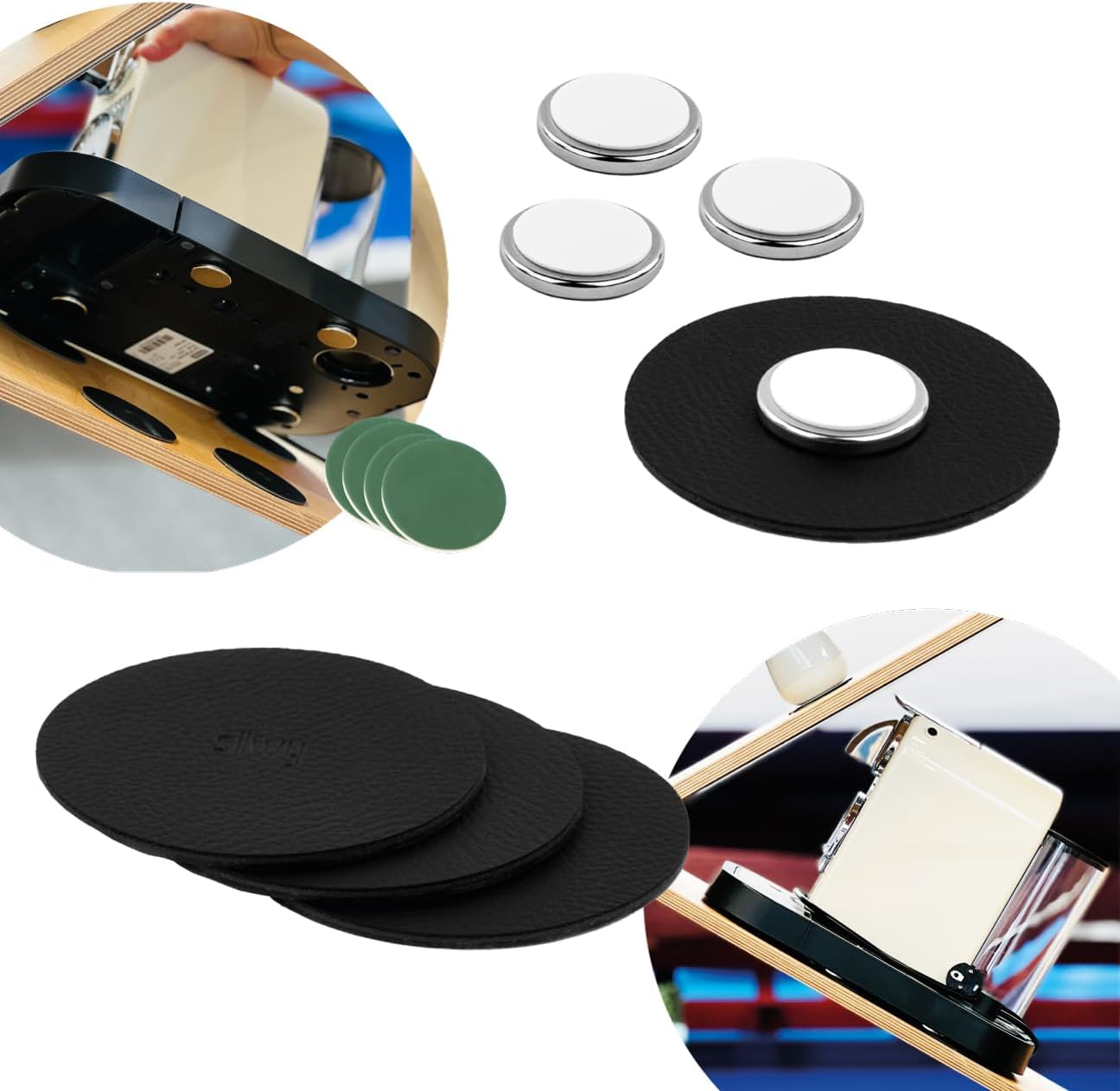silwy® Magnet-Power-Bundle XXL – Magnetisches Nachrüst-Set für Kaffeemaschinen, Wasserkocher &amp; Geräte | 4 Magnete + 4 Gel-Pads + 4 Klebepunkte | Sicherer Halt für Geräte im Camper, Boot &amp; Wohnmobil