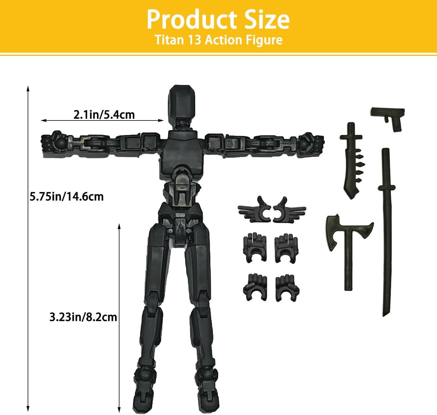 T13 Action Figure Set, 10PCS Robot 3D Printed Toys Lucky Titan 13 Action Figure with Multiple Accessories, Dummy 13 Multi-Jointed Movable, Gifts for Boys and Girls (Requires Assembly) - Image 2