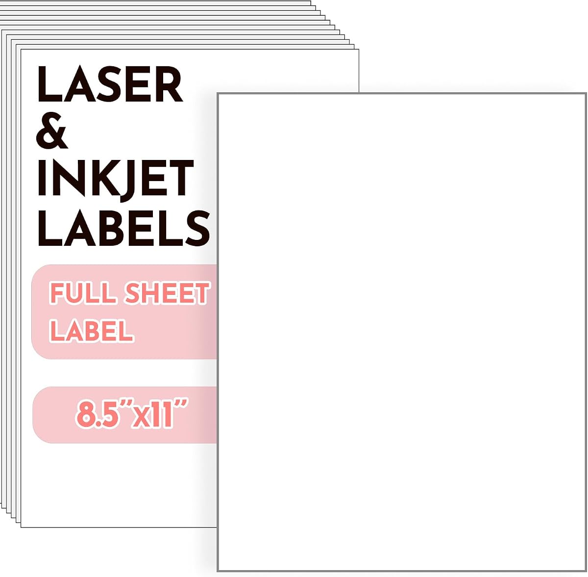 8.5" x 11" Full Sheet Shipping Labels, 40 Printable Label Sheets | Matte white label paper delivers sharp laser or inkjet printing, strong package adhesion and lasting resistance to spills.