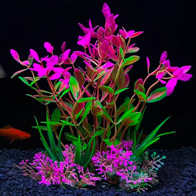 Decorações de aquário de peixes, decoração de aquário de plástico durável e elegante, acessórios de tanque fáceis de instalar planta artificial (multicolorida) Decorações de aquário de peixes, decoração de aquário de plástico durável e elegante, acessórios de tanque fáceis de instalar planta artificial (multicolorida)