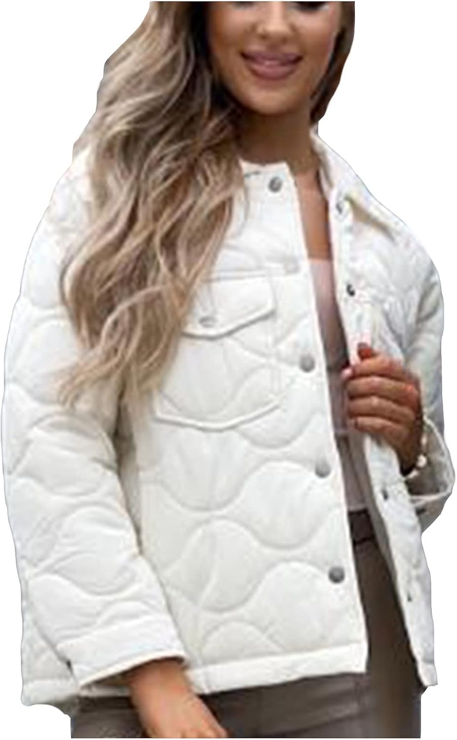 Peigen Winter Coats for Women, Fashion Lapel Cotton Jackets for Women Fall Winter Casual Long Sleeve Jacket Outwear Short : Clothing, Shoes & Jewelry