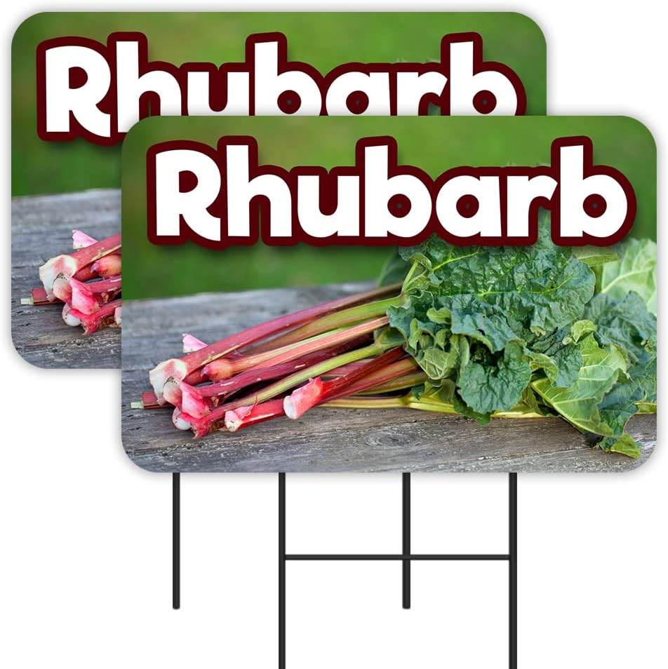 2 Pack RHUBARB 16" x 24" - Double-Sided Print, with Metal Stakes