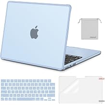 MOSISO for MacBook Air 13 inch Case M5 M4 M3 M2 2026-2022 A3449 A3240 A3113 A2681, Precision-Matched to Laptop Color,4 in 1 Kit TPU Bumper Reinforced Anti-Crack Shell for Mac Air 13.6, Sky Blue Clear