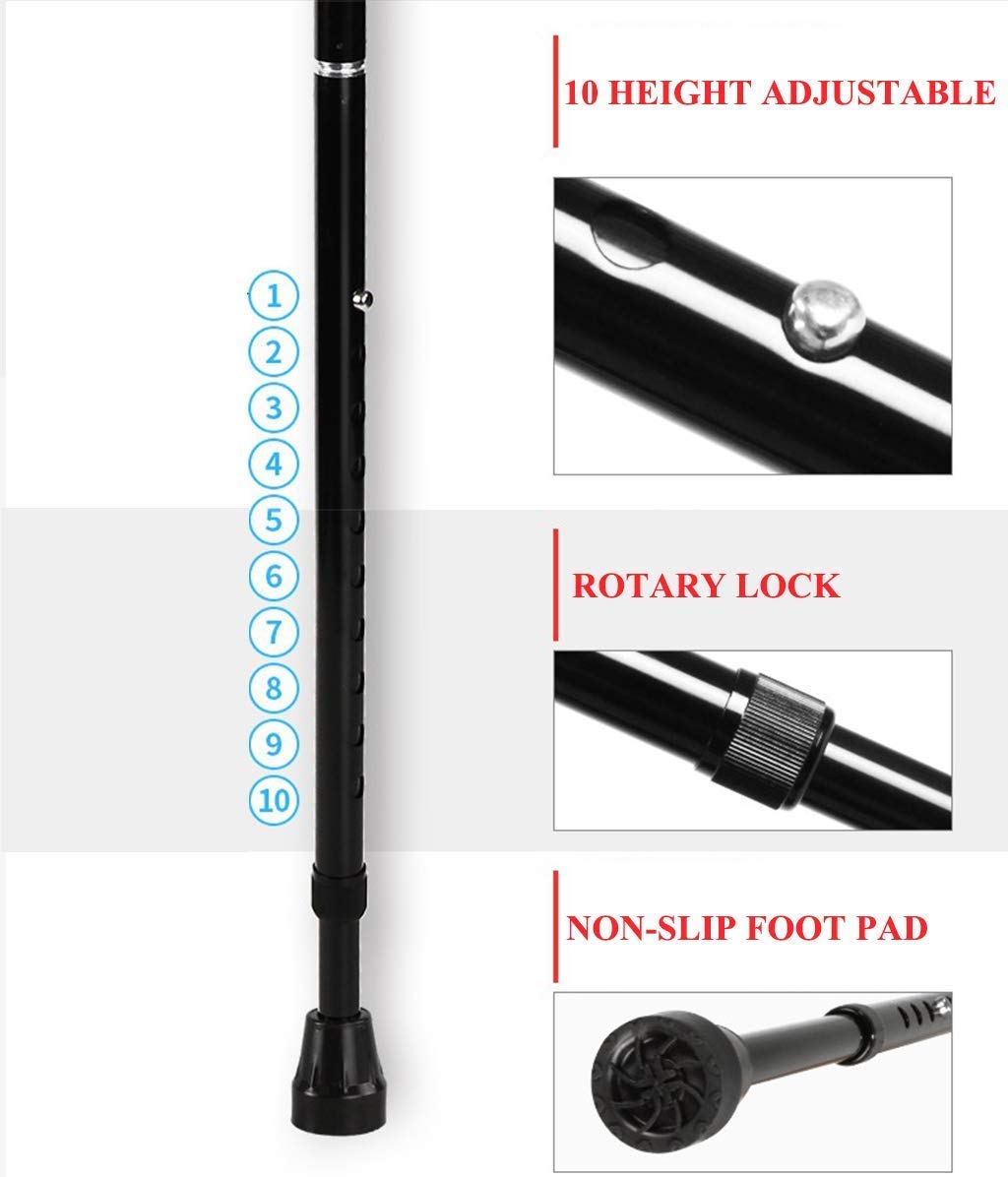 MObyat Andador para Ancianos,Bastón, muletas Plegables para antebrazo para Adultos, muleta médica Plegable portátil para Brazo, Andador de Codo de aleación de Aluminio Ligero Ajustable en Altura, g