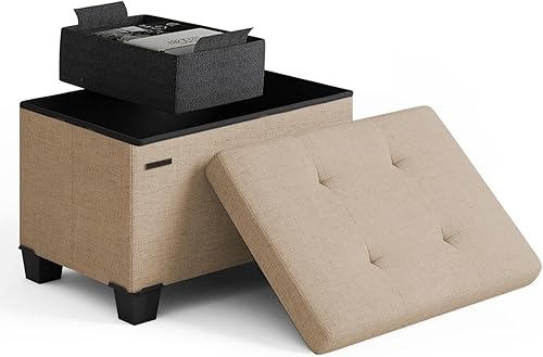 Miniatura 361 de Otomana plegable para dormitorio o sala de estar, con contenedores de almacenamiento, reposapiés para el extremo de la cama, soporta hasta 660 lb,
