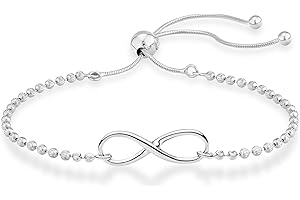 Infinity Adjustable Bolo Beaded Ball Chain Eternity Bracelet for Women