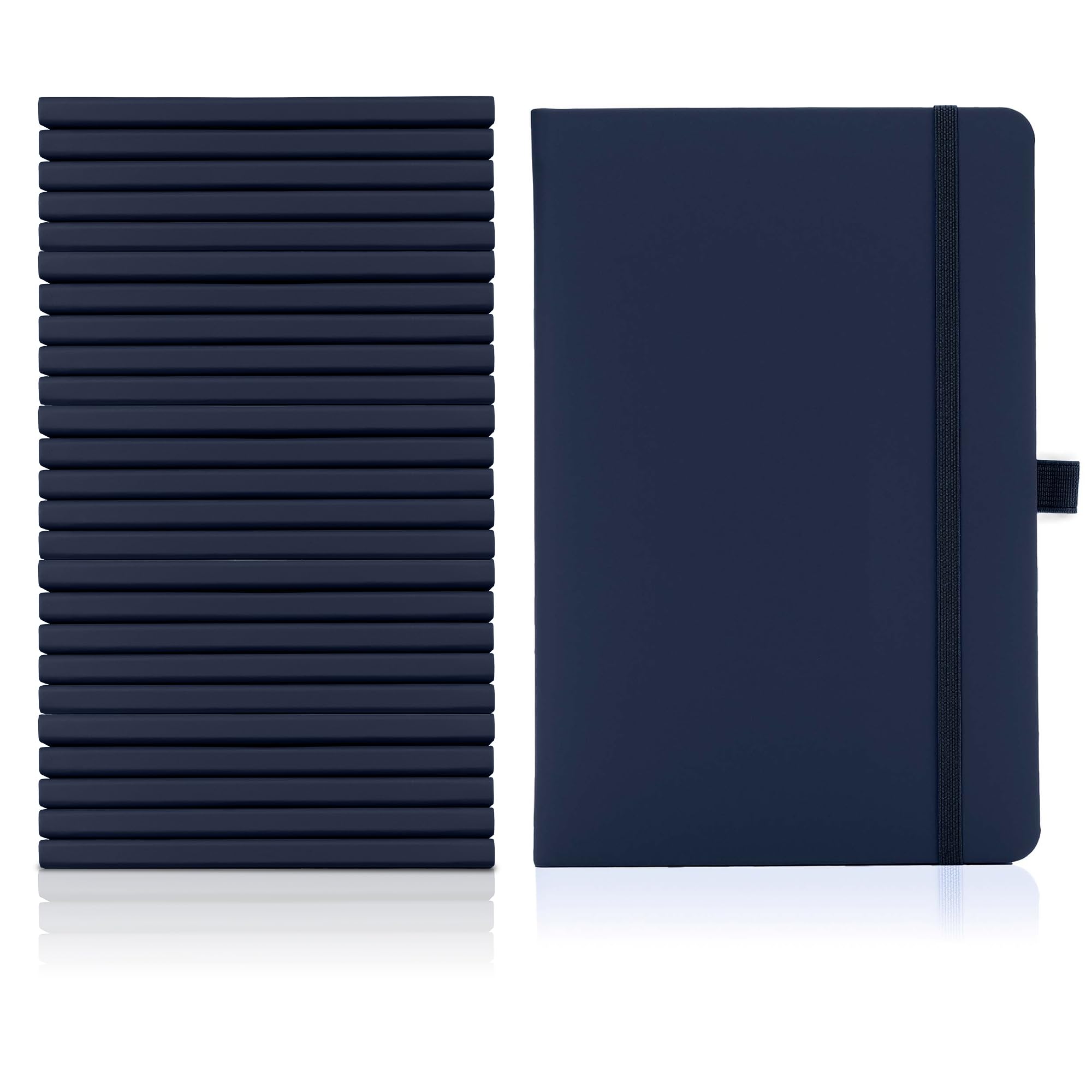 25 x Bulk Pack of Notes London A5 Notebook multipack set with Lined Pages, Pen Loop and Expandable Paper Pocket Hardback Journal New Notepad Note Book Notes Diary Pad (Navy)