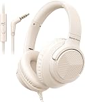 Écouteurs filaires avec micro, pliable sur l'oreille 3.5mm Branchez les écouteurs Câblés avec 4.9ft Cord en nylon sans angle pour filles, garçons, tablette, ordinateur portable, MP3/4, École, avion Voyage (noir)