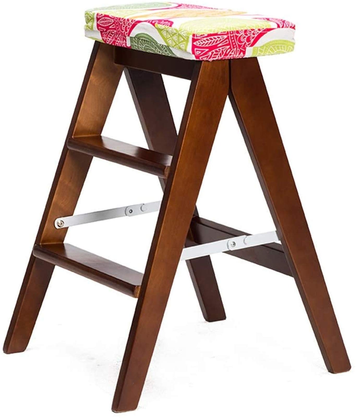 Taburete escalonado de madera con 3 peldaños portátiles y asiento de flores