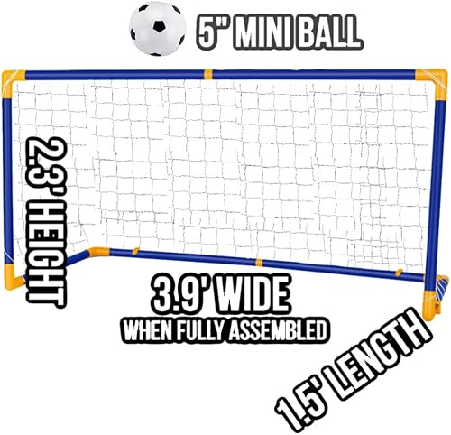Miniatura 2 de Juego de mini portería de fútbol de 3.9 pies, mini bola de 5 pulgadas, mini red de bomba para patio trasero, portátil, para entrenamiento en