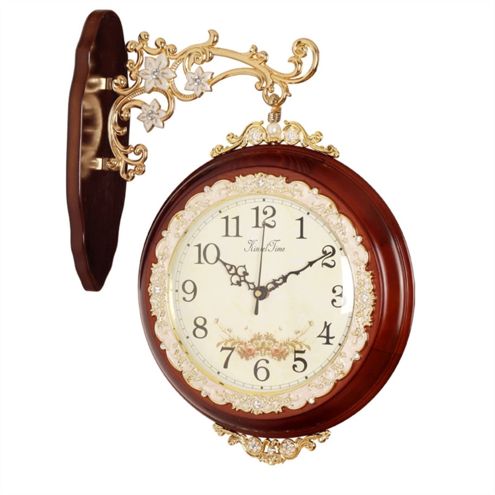 MYUYEE Clock Home Decoration Wall Silent Outdoors White Vintage Double Sided Industrial for Decorative Antique Decor