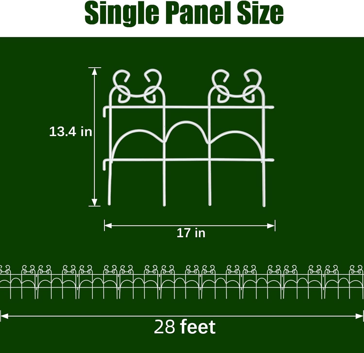 ARIFARO Decorative Garden Fence, 13" H x 17" W Metal Flower Bed Border Fence, Small Fence for Garden Edging, No Dig Movable Panels for Lawn Patio Yard, 10 Pack, 14 ft