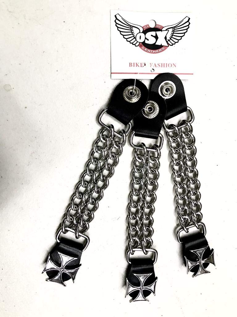 SUPERFINDINGS 2PCS Rallonges De Gilet Moto - Extension Chaîne Rose 17.8cm Alliage Et Faux Cuir