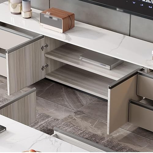 Miniatura 3 de TV Stand for Bedroom TV Stand Home Audio-Visual Cabinet Living Room Entertainment Center Leather Storage Cream Style Floor(180 * 40 * 45cm)