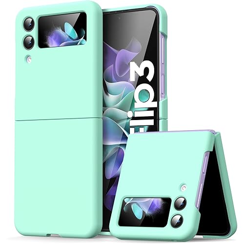 Compatible with Samsung Galaxy Z Flip 3 Case,Liquid Silicone Soft Gel Rubber Bumper, Shockproof Flexible Protective Case for Samsung Galaxy Z Flip 3 5G(2021), Light Green