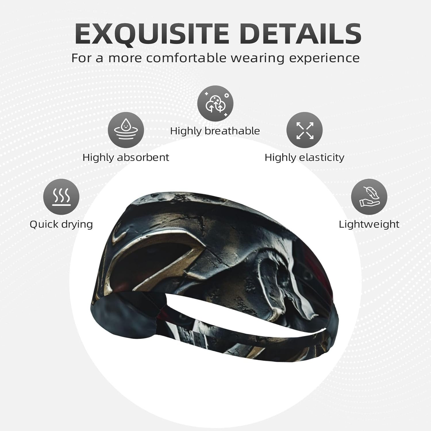 Spartan Warrior Helmet Print Elastic Headband for Women Men Breathable Sweatband Gym Outdoor Activities Gift