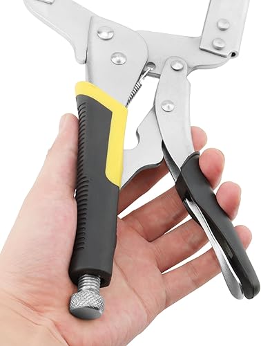 Miniatura 9 de Paquete de 4 abrazaderas C de bloqueo de 6 pulgadas con almohadillas giratorias planas, alicates de bloqueo tipo C de acero al carbono de alto grado