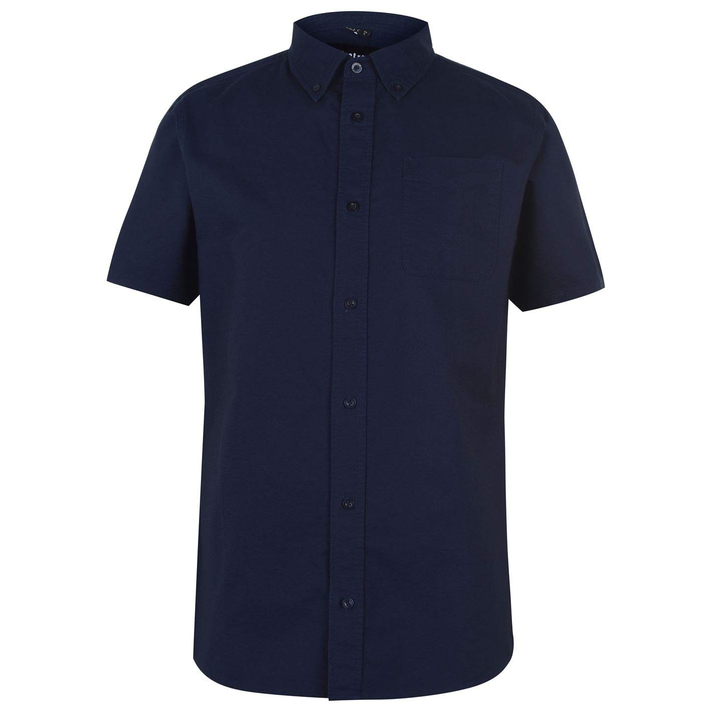 Firetrap Men's Navy Short Sleeve Oxford Shirt Casual Lightweight Button Placket M