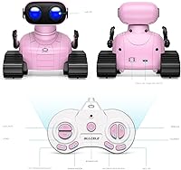 Vista 5 de ALLCELE Robot de juguete para niñas, robot RC recargable para niños, juguete de control remoto con música y ojos LED, regalo para niños a partir