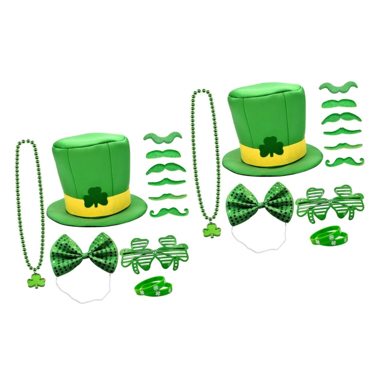 Alipis 2sätze Shamrock Party Zubehör Für Patrick's Day Brille Handgelenkband Bowtie Und Hut Festliche Foto-Requisiten Für Unvergessliche Feiern