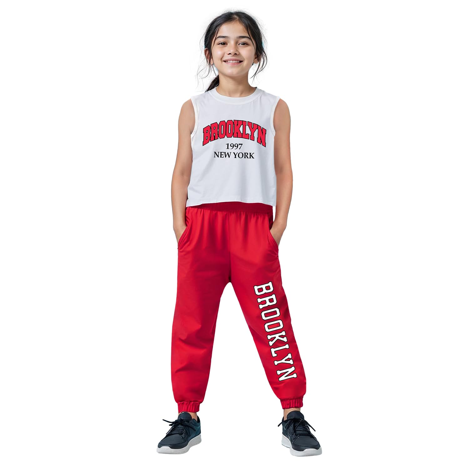Trampoline Girls Printed Sleeveless Crop Top and Trackpant Set Pack of 1 - Review, Price and Buying Guide