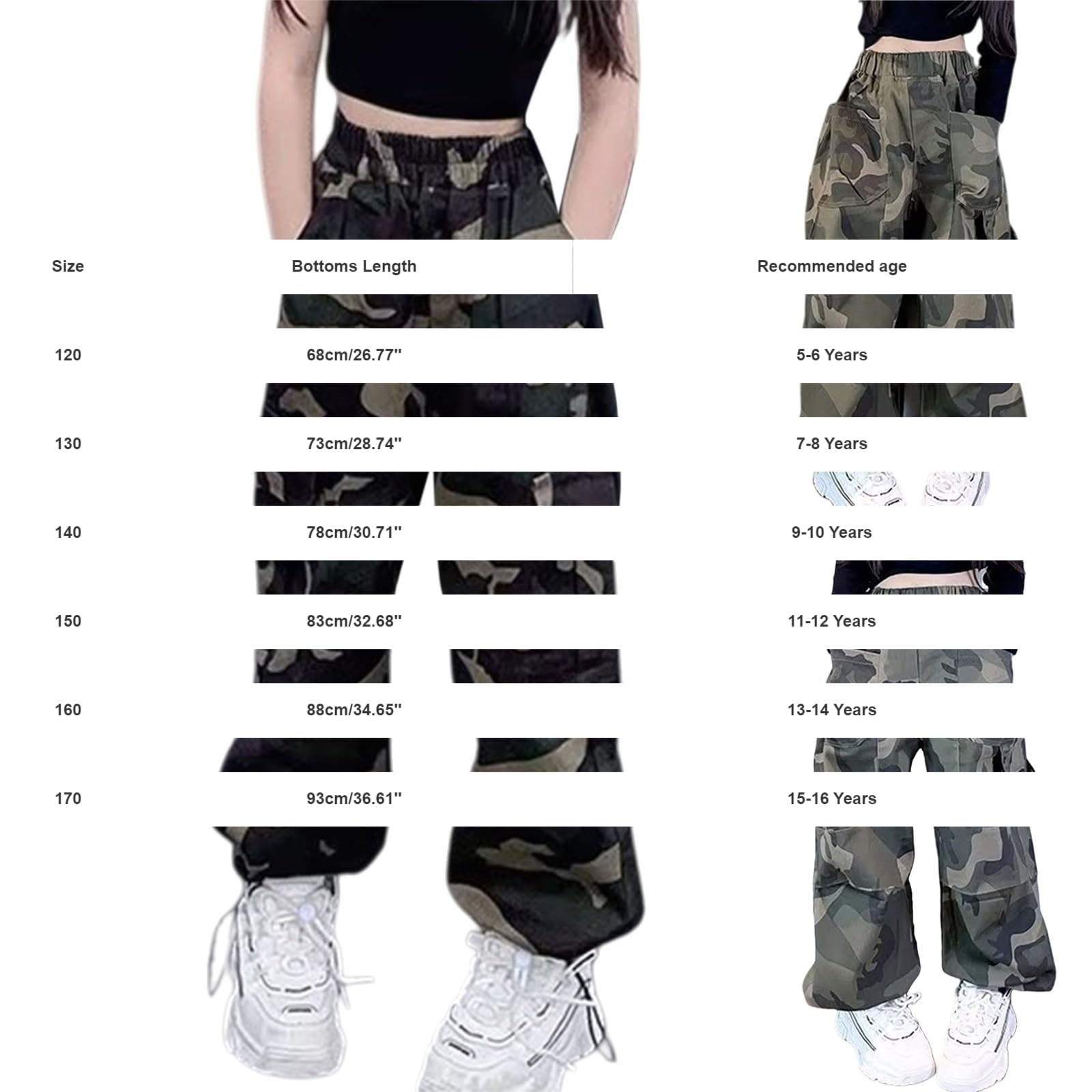 Pantalones cargo holgados para niñas, con múltiples bolsillos, estilo Y2K, hip hop, ropa urbana, pantalones de camuflaje vintage, cintura elástica, pantalones de paracaídas de pierna ancha para niños