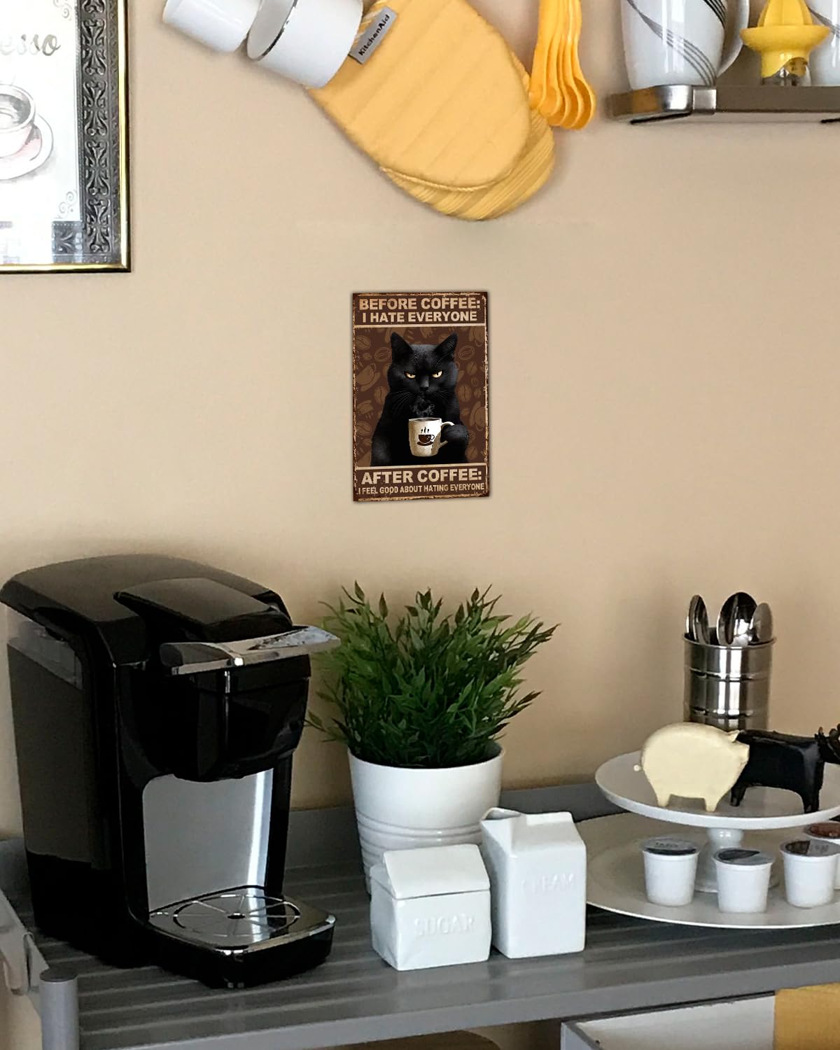 Targa In Metallo Gatto Nero 20x30 Cm – 'Because Murder Is Wrong' – Cartello Decorativo Vintage Con Adesivi Inclusi