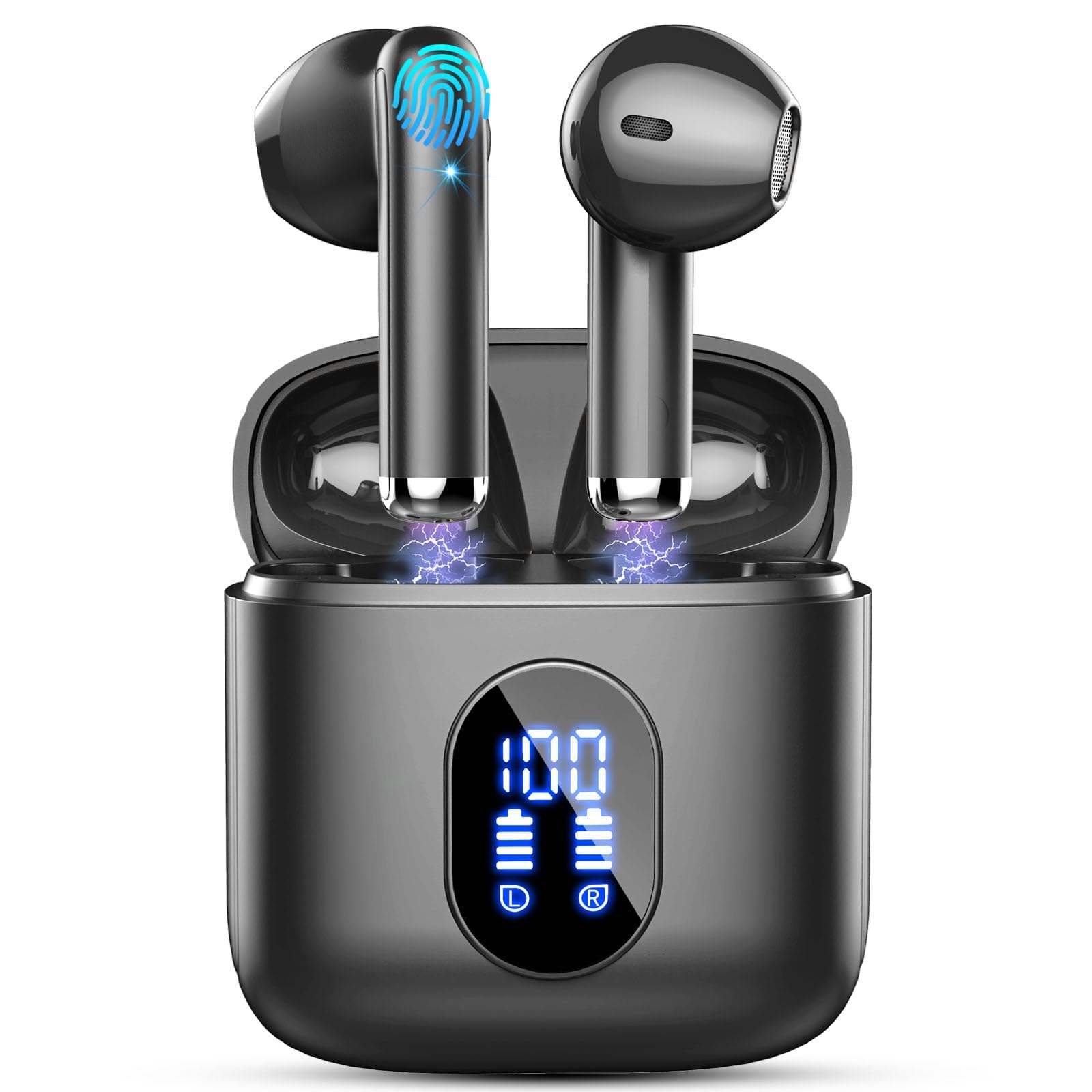Wireless Earbuds, Bluetooth 5.4 Headphones New Mini Wireless Headphones with Deep Bass, 2026 Bluetooth Earphones in Ear 4 ENC Mic, Noise Cancelling Ear buds 30H Bluetooth Earbud Dual LED Display USB-C