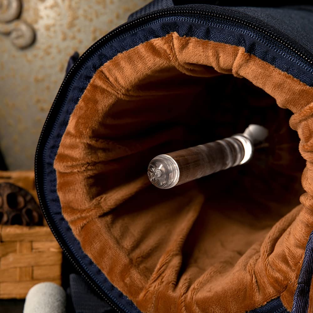XBTGS Campana tibetana portatile in cristallo trasparente da 15,2 cm, per meditazione e yoga, manico in quarzo con custodia per il trasporto e martello in pelle scamosciata, nota 440hz-F