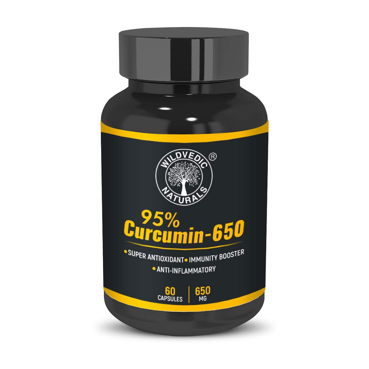 Ayurvedic Curcumin Capsule 650mg with 95% Curcuminoids & black Pepper Extract for Advanced Absorption | Antioxidant Support & Daily Wellness | 60 Veg Capsules | Joint flexibility, Immune Health Support For Men &Women