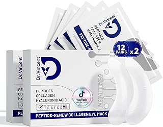 Peptide Under Eye Patches, Firming Eye Patches Instant Reduces Dark Circles and Puffiness, Collagen Under Eye Mask for Bags Treatment, Wrinkles, 24 Pairs, Vegan