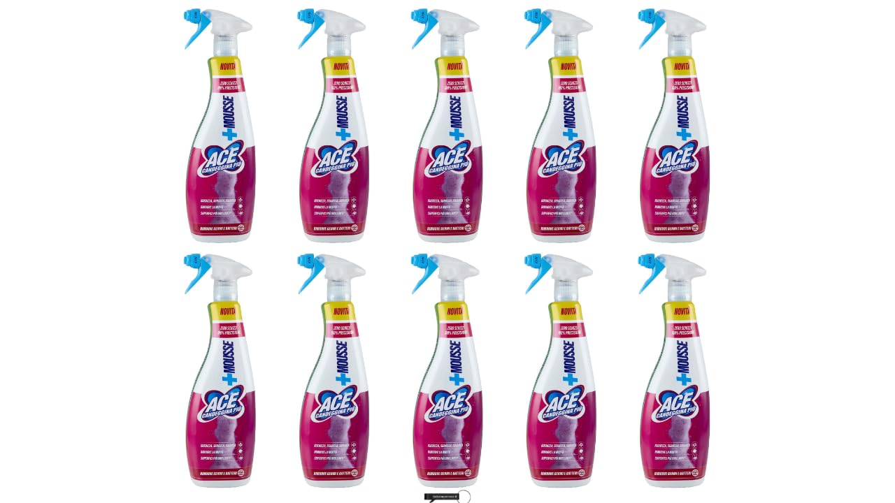 10x Ace Candeggina Mousse Spray, 690 ml,+ Italy Shop Service Kostenloser Schlüsselanhänger