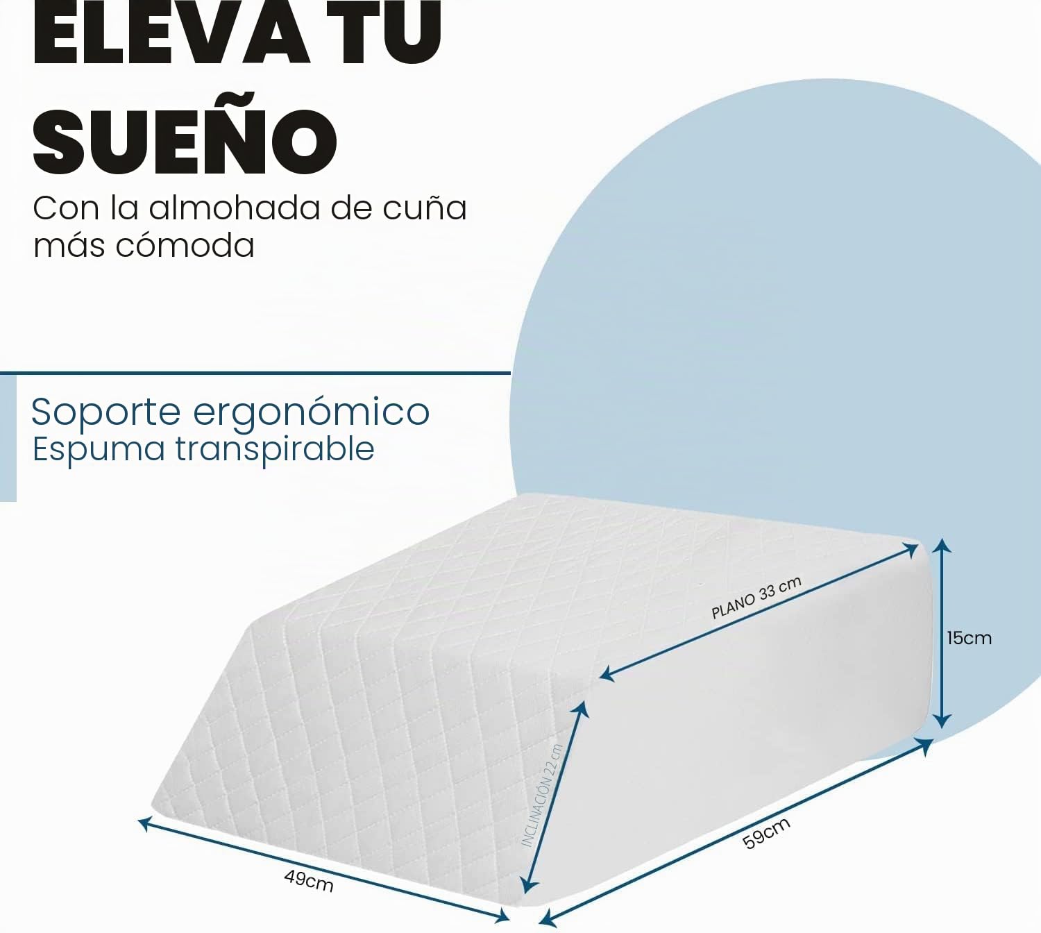 Almohada de elevación de piernas para dormir después de la cirugía, almohadas de cuña de espuma para piernas y rodillas, cadera y espalda baja, mejora la circulación. Incluye funda extraíble