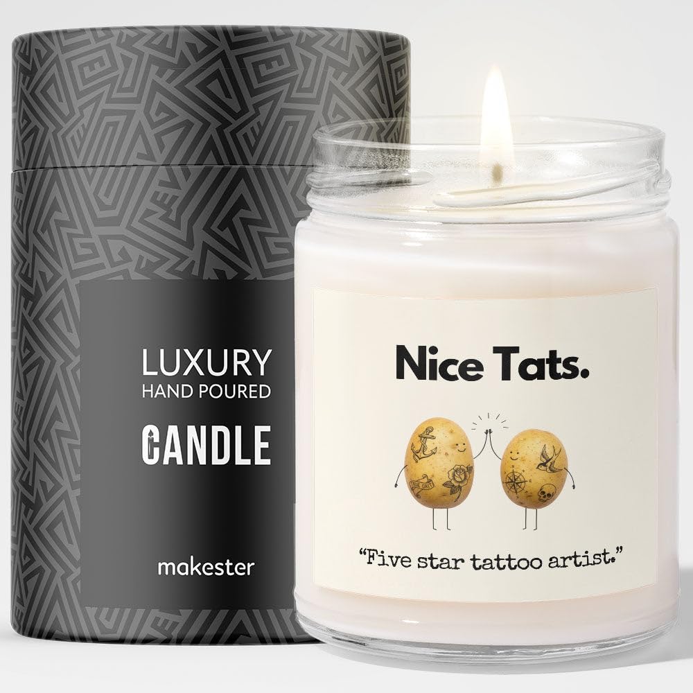 Tattoo Artist Gift - Luxury Soy Wax Candle - Vanilla, Jasmine, Sugared Almond - Makester — image 1