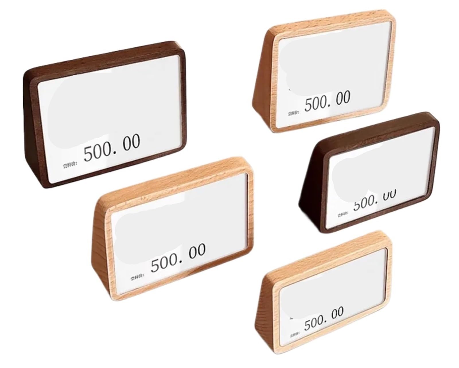 Zovloer Solid Wood Products Price Tag Wood Base Acrylic Sign Holder Display Stand Counter Top Table Number Name Card Menu Price Label Paper For Retail Store Boutique Restaurant(112x78mm Beech Wood)