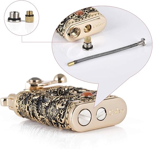 Miniatura 5 de Dragón chino Tipo antiguo Llama suave balancín brazo queroseno encendedor (dorado)