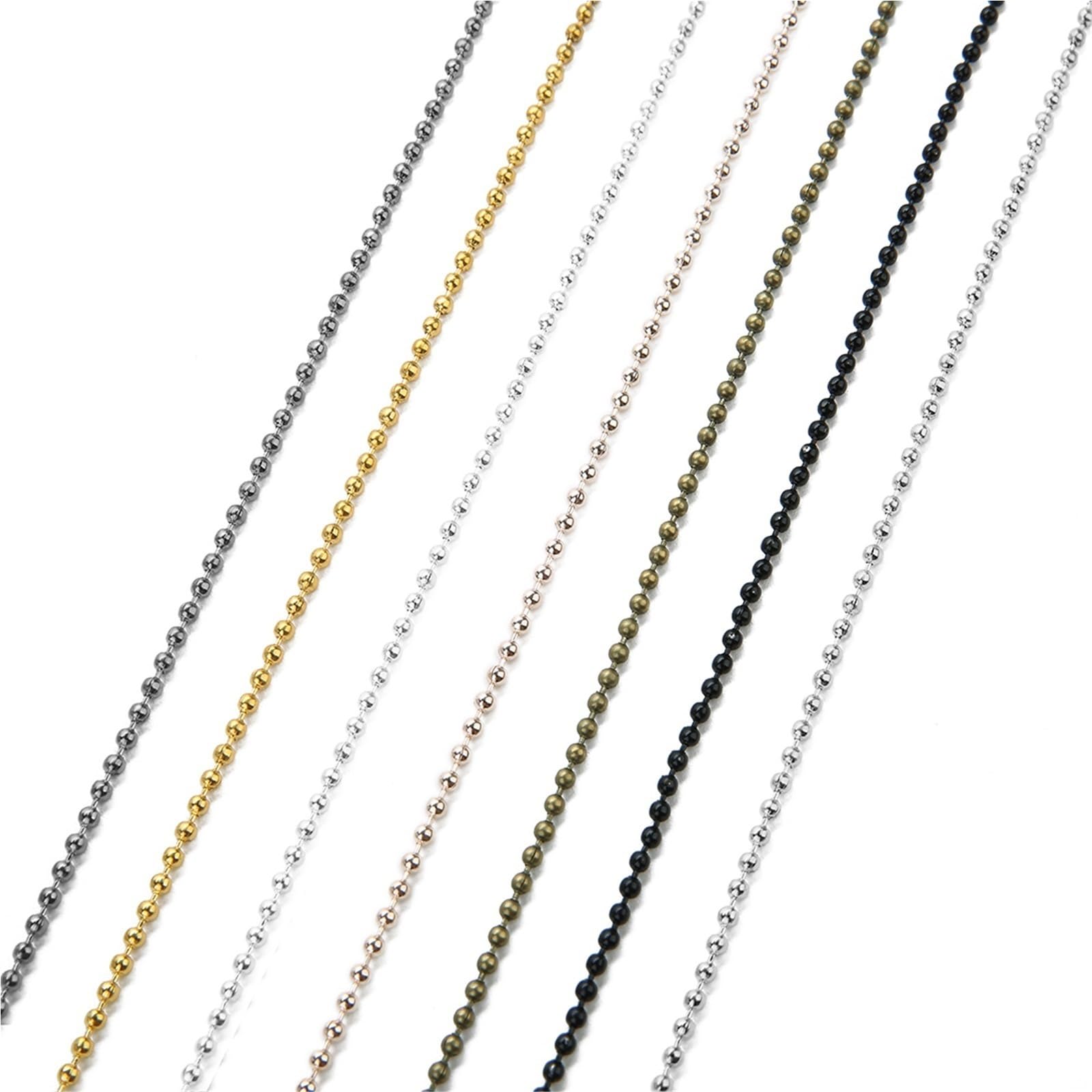 Łańcuszek z koralików, Bead Chain Connector for DIY Jewelry Making Bracelet 30 Yards Round Ball(Rhodium,2.4mm)