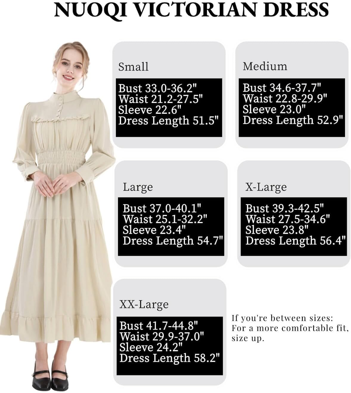 Nuoqi Victorian Dress for Women Long Sleeve Edwardian Dress Renaissance Costume - Image 4