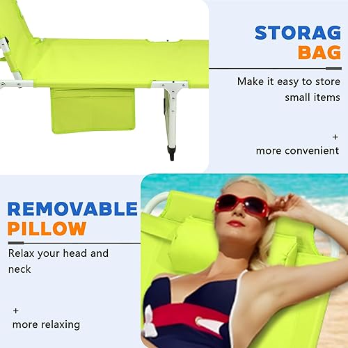Miniatura 6 de Silla de bronceado resistente 3 en 1 con orificio facial ajustable de 5 posiciones, tumbonas plegables portátiles y planas para tomar el sol al aire