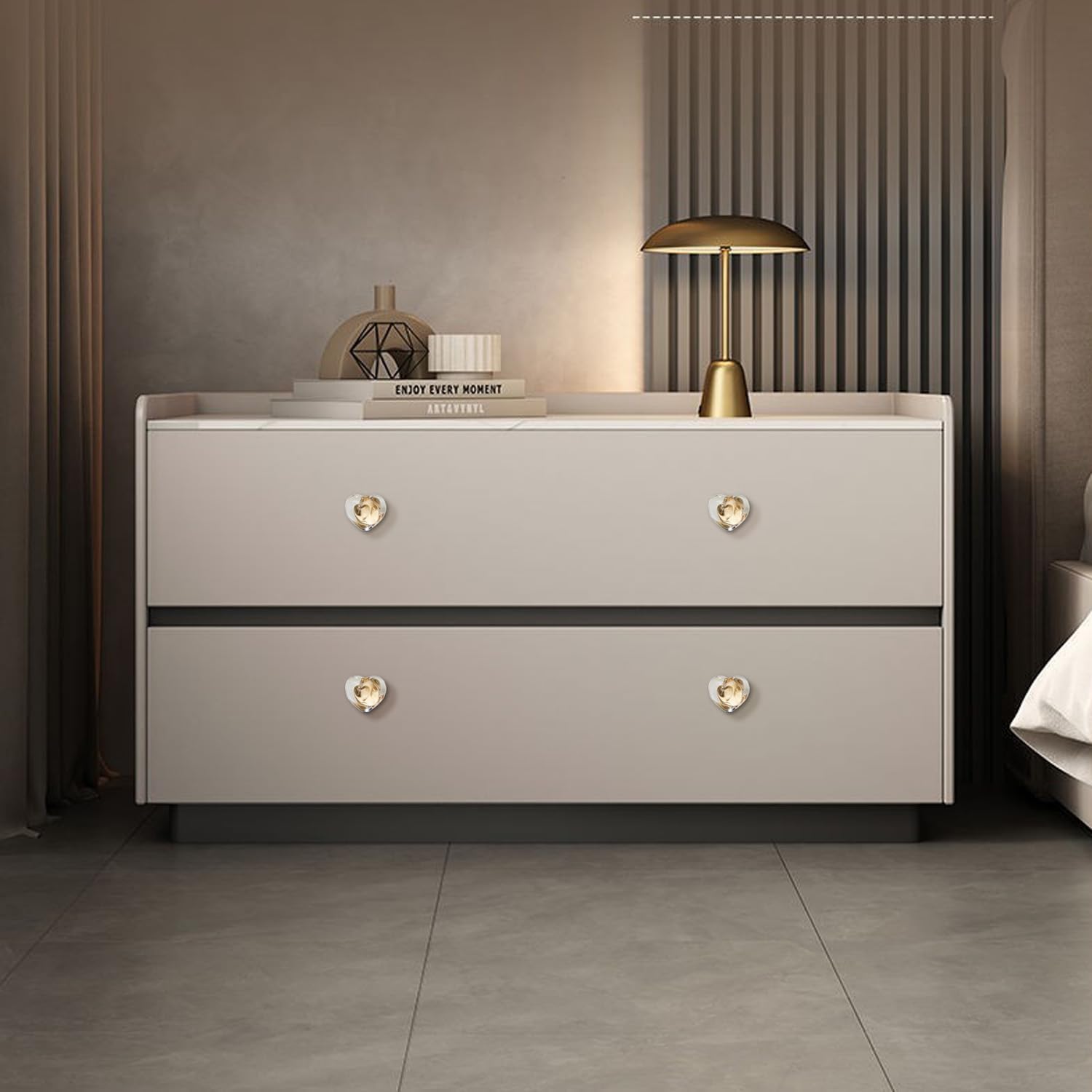 MAXWOLF Heart-Shaped, Vintage-Inspired Crystal Brass Cabinet Knob | Elegant Single-Hole Hardware in Crystal & Brass | Romantic Home Decor for Kitchen/Bath Cabinets & Modern Chic Interiors (6)