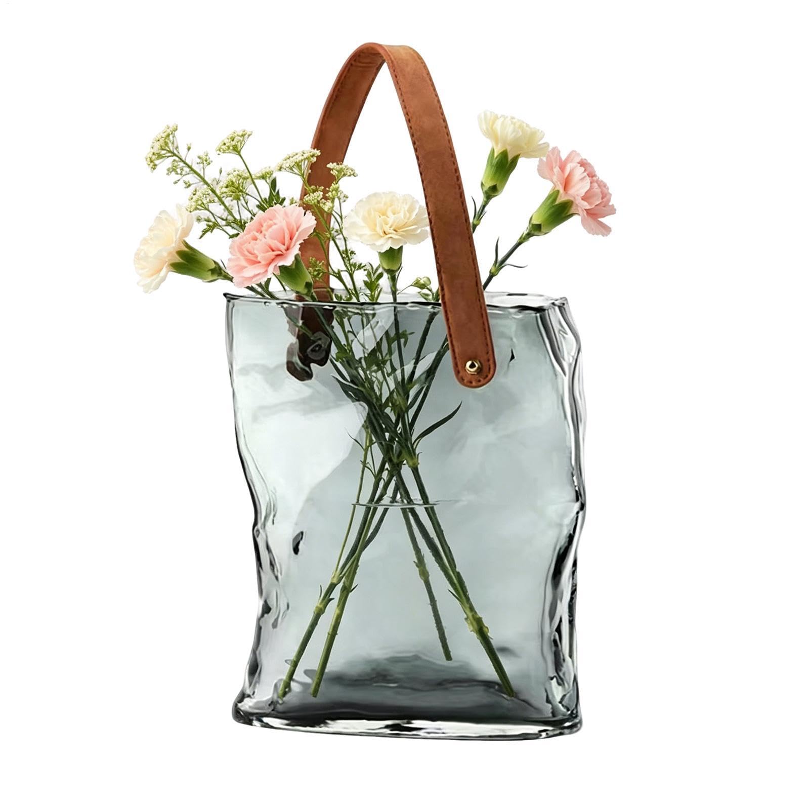 Taschenvase für Blumen Moderne Wohndeko Tischdekoration | Handtaschenvase Glasbehälter für Wohndeko Schlafzimmer Wohnzimmer Büro Landhausstil Geburtstag Einweihung Hochzeit Party