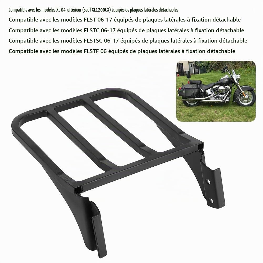 OUKENS Bagages Sissy Bar, Porte-Bagages de Moto, Support arrière de Barre de Sissy de Dossier de Moto adapté pour XL/FLST/FLSTC/FLSTSC